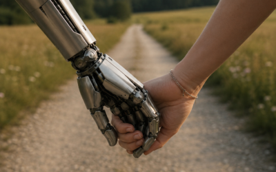 Header pic droid and woman holding hands